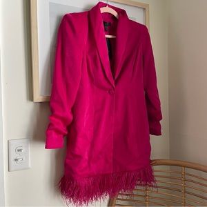 Aidan by Aidan Mattox Feather-Trim Tuxedo Dress NWT